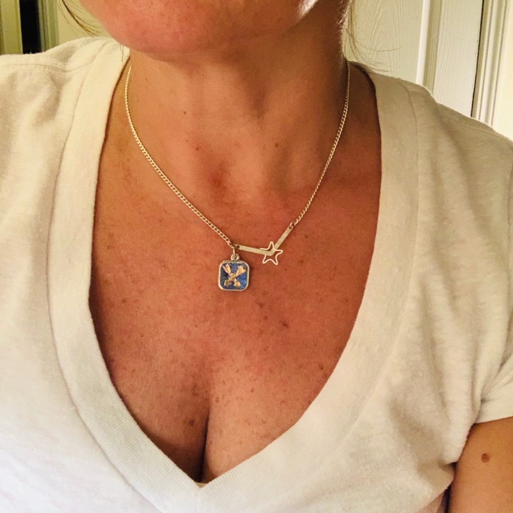 NEW Bow Arrow hand Peaced by Alise necklace sterling silver 18inch fun star
